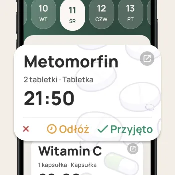 Przypomina o każdej dawce, o właściwej porze