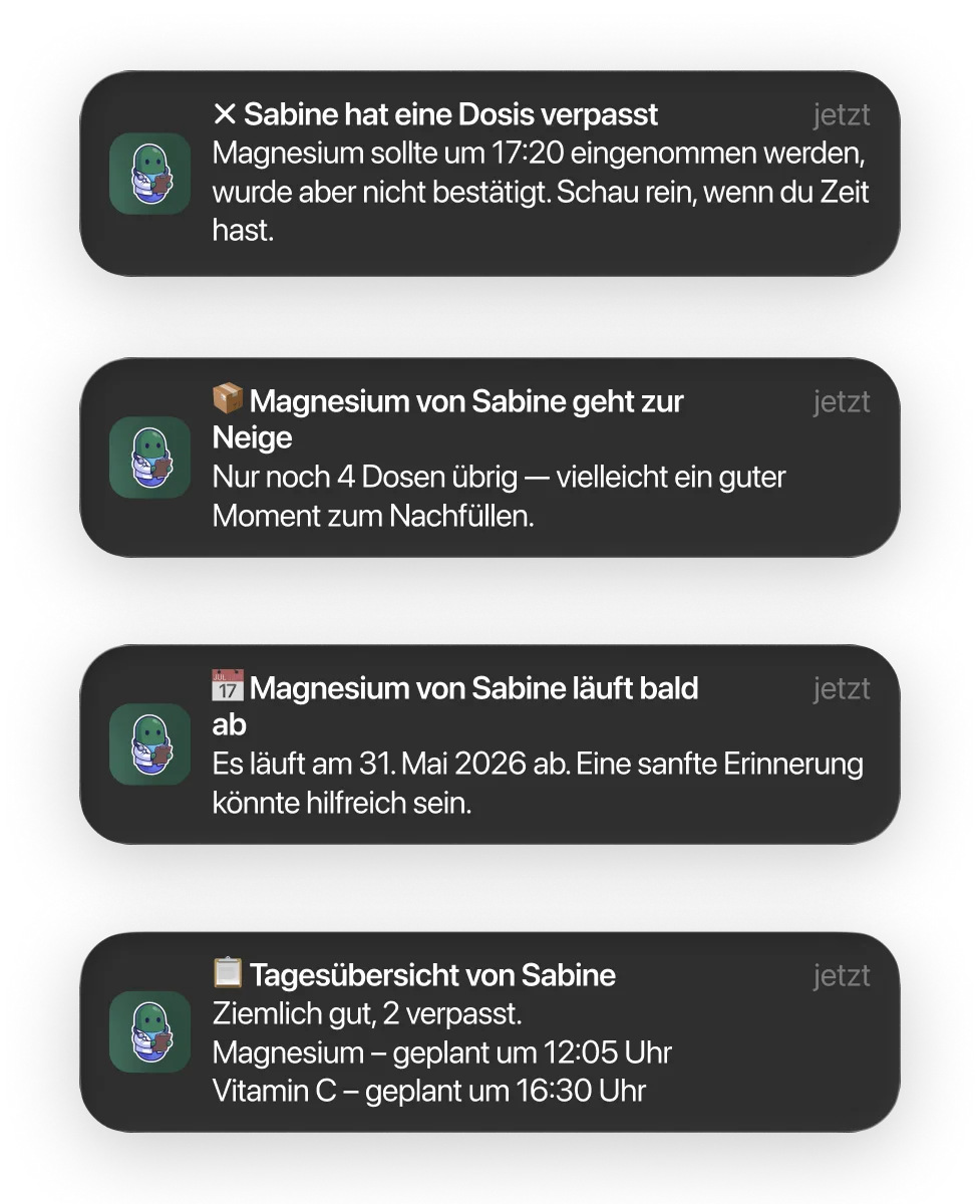 Eine Benachrichtigung nur bei verpasster Dosis