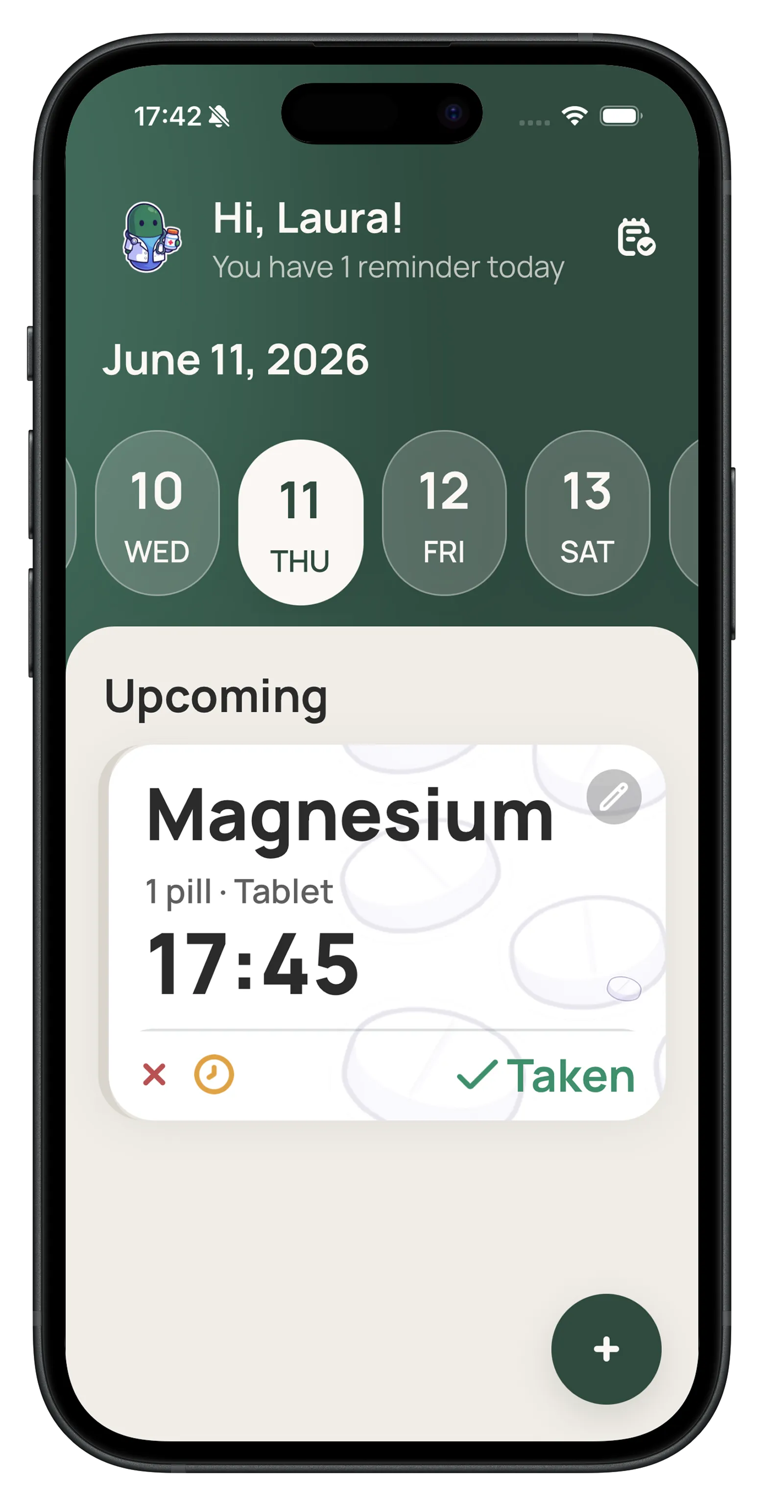 The Carely app showing today's medication reminders